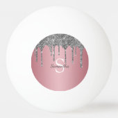 Silver Glitter Drift Roos Gold Pink Monogram Naam Pingpongbal (Achterkant)
