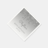 Silver Glitter Drip 80th Birthday Party Napkins Servet (Hoek)