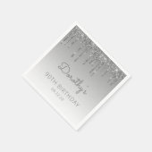 Silver Glitter Drip 90th Birthday Party Servet (Hoek)