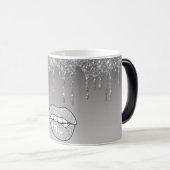 Silver Glitter Drip Coffee Mok (Voorkant rechts)