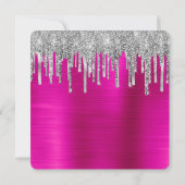 Silver Glitter Drip Fuchsia Folie 60th Birthday Kaart (Achterkant)