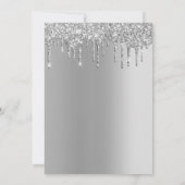 Silver Glitter Drip Glam Sweet 16 Verjaardag Kaart (Achterkant)