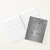 Silver Glitter Drip Monogram Gratitude Journal Notitieboek (Binnen)