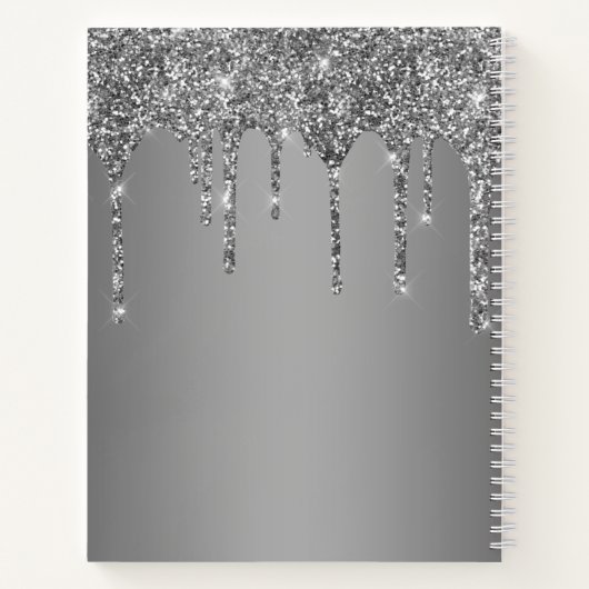 Silver Glitter Drip Monogram Gratitude Journal Notitieboek (Achterkant)