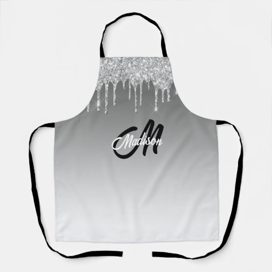 Silver Glitter Drip Monogram Sparkle Cute Girly Schort (Voorkant)