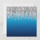 Silver Glitter Drip Sky Ocean Blue Ombre Birthday Kaart (Achterkant)