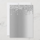 Silver Glitter Drip Trendy Elegant Modern Wedding Kaart (Achterkant)
