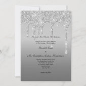 Silver Glitter Drip Trendy Elegant Modern Wedding Kaart (Voorkant)