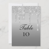 Silver Glitter Drip Trouwtafel Aantal Kaarten (Voorkant)