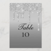 Silver Glitter Drip Trouwtafel Aantal Kaarten (Voorkant)