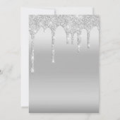Silver Glitter Drip Vrijgezellenfeest Glam Trendy Kaart (Achterkant)