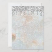 Silver Glitter Drips 25th Wedding Jubileum Chic Kaart (Achterkant)