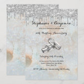 Silver Glitter Drips 25th Wedding Jubileum Chic Kaart (Voorkant / Achterkant)