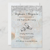 Silver Glitter Drips 25th Wedding Jubileum Chic Kaart (Voorkant)