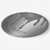 Silver Glitter Drips 25th Wedding Jubileum Papieren Bordje (Gekanteld)
