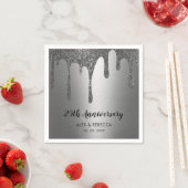 Silver Glitter Drips 25th Wedding Jubileum Servet (Insitu)