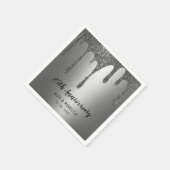 Silver Glitter Drips 25th Wedding Jubileum Servet (Hoek)