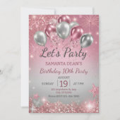 Silver Glitter Drips Balloons Birthday Kaart (Voorkant)