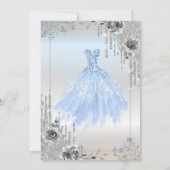 Silver Glitter Drips, Blue Dress Rozen Sweet 16 Kaart (Achterkant)