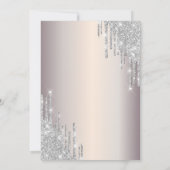 Silver Glitter Drips, Chic Dress 25th Birthday Kaart (Achterkant)