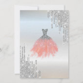 Silver Glitter Drips, Cool Dress Silver Sweet 16 Kaart (Achterkant)