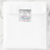 Silver Glitter Drips, DIY naam, Monogram titel Vierkante Sticker (Tas)