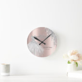 Silver Glitter Drips, Dress Roos Gold Sweet 16 Ronde Klok (Huis)