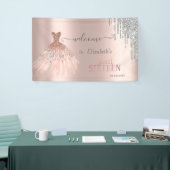 Silver Glitter Drips, Dress Roos Gold Sweet 16 Spandoek (Beurs)