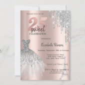 Silver Glitter Drips, Eiffel Tower Dress Sweet 25t Kaart (Voorkant)