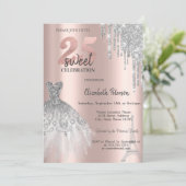 Silver Glitter Drips, Eiffel Tower Dress Sweet 25t Kaart (Staand voorkant)