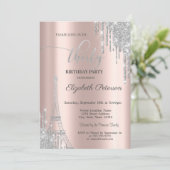 Silver Glitter Drips, Eiffeltoren 30e verjaardag Kaart (Staand voorkant)