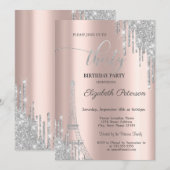 Silver Glitter Drips, Eiffeltoren 30e verjaardag Kaart (Voorkant / Achterkant)