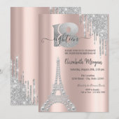 Silver Glitter Drips Eiffeltower 18e verjaardag Kaart (Voorkant / Achterkant)