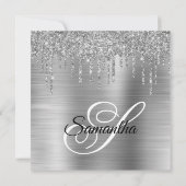 Silver Glitter Drips en Folie 40e Verjaardag Kaart (Achterkant)
