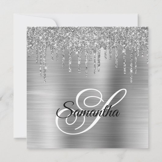 Silver Glitter Drips en Folie 40e Verjaardag Kaart (Achterkant)