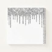 Silver Glitter Drips en White Afstuderen Guest Notitieboek (Achterkant)