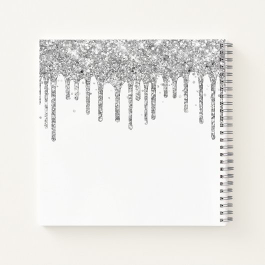 Silver Glitter Drips en White Afstuderen Guest Notitieboek (Achterkant)