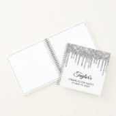Silver Glitter Drips en White Afstuderen Guest Notitieboek (Binnen)