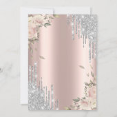 Silver Glitter Drips Flowers Rose Gold 60th Kaart (Achterkant)