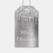 Silver Glitter Drips Folie Vrolijk kerstfeest Cadeaulabel (Voorkant)