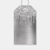 Silver Glitter Drips Folie Vrolijk kerstfeest Cadeaulabel (Achterkant)