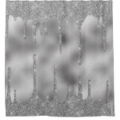 Silver Glitter Drips Glam Sparkle Folie Metal Douchegordijn (Voorkant)