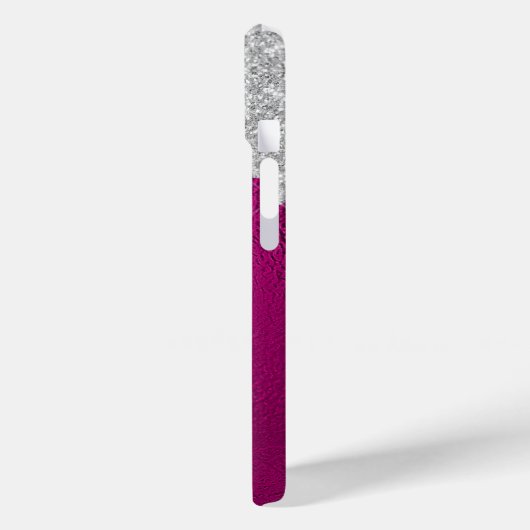 Silver Glitter Drips Hot pink Glam Girly Case-Mate iPhone Case (Achterkant / Links)