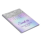 Silver Glitter Drips Iridescent Sweet 16 Gast Notitieboek (Rechterzijde)