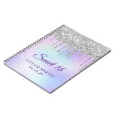 Silver Glitter Drips Iridescent Sweet 16 Gast Notitieboek (Linkerzijde)