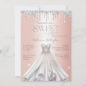 Silver Glitter Drips Jurk Roos Goud Sweet 16 Kaart (Voorkant)