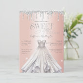 Silver Glitter Drips Jurk Roos Goud Sweet 16 Kaart (Staand voorkant)