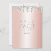 Silver Glitter Drips Jurk Roos Goud Sweet 16 Kaart (Achterkant)