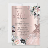 Silver Glitter Drips, Jurk Rozen Sweet 16 Kaart (Voorkant)