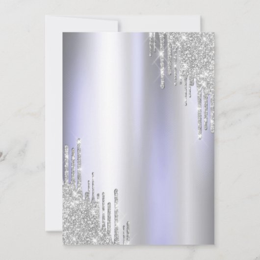 Silver Glitter Drips Licht Paarse 40e Verjaardag Kaart (Achterkant)